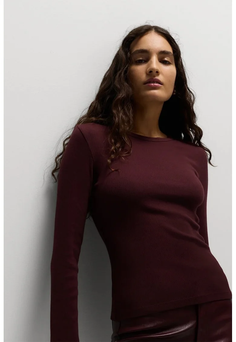 Bluza slim fit din amestec de bumbac, Visiniu