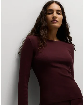 Bluza slim fit din amestec de bumbac, Visiniu