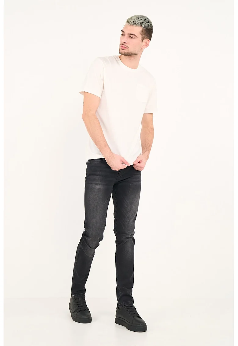 Blugi skinny cu talie medie, Negru/Gri inchis