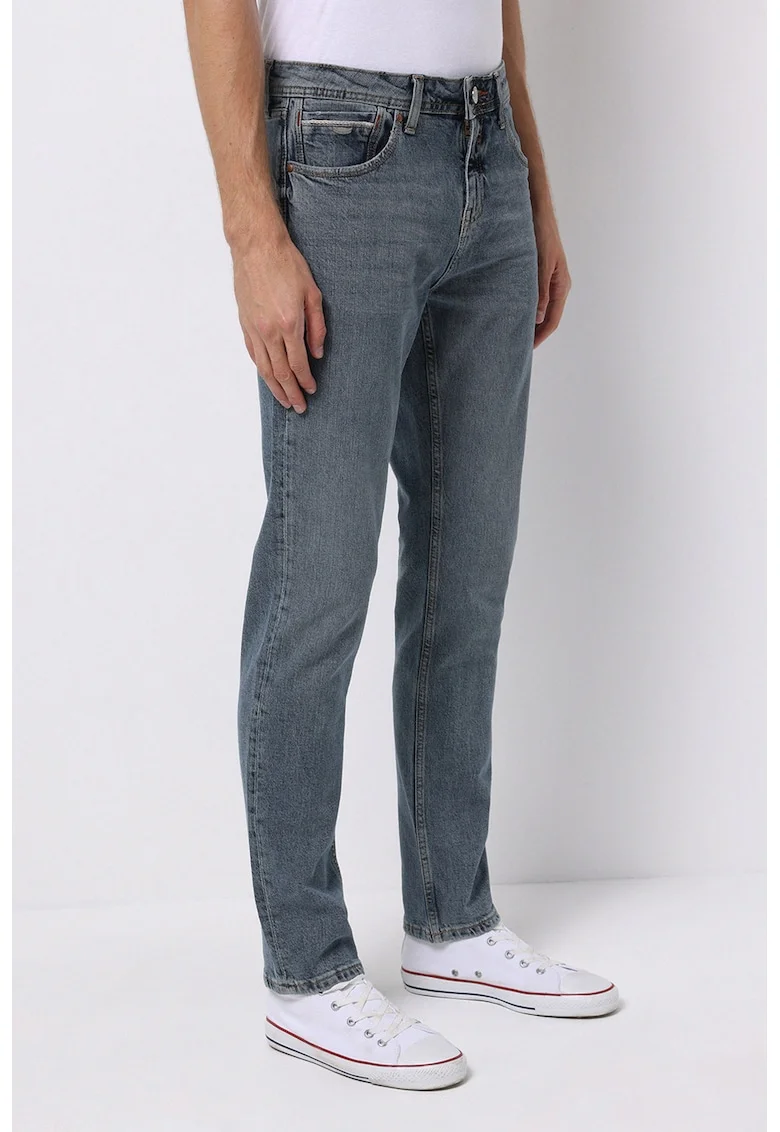 Blugi regular fit de bumbac cu talie medie, Albastru prafuit