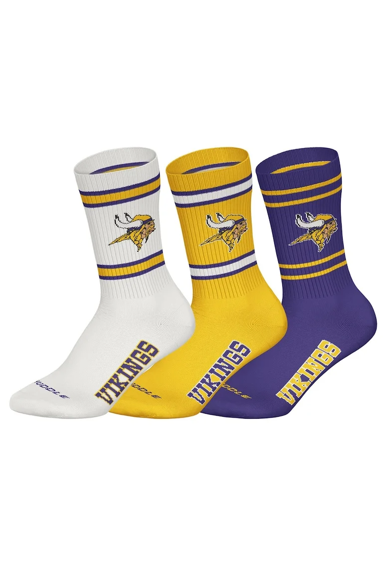 Set de sosete lungi unisex NFL - 3 perechi, Alb fildes/Galben/Ametist