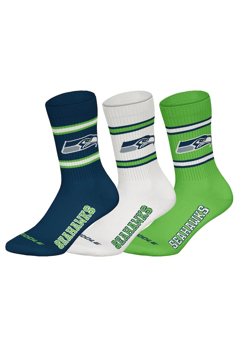 Set de sosete lungi unisex NFL - 3 perechi, Alb/Albastru petrol/Verde fistic