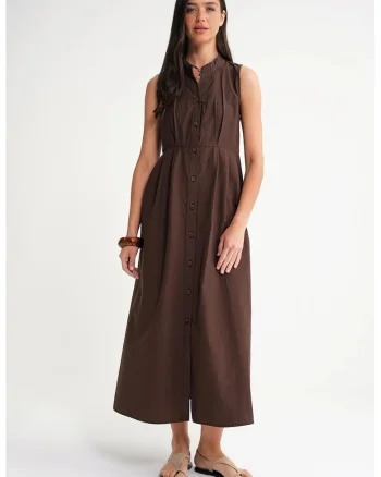Rochie Maxi HiCCUP  Guler Tippet, maro, textil