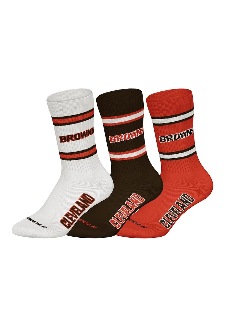 Set de sosete lungi unisex NFL - 3 perechi, Maro inchis/Alb fildes/Portocaliu stins