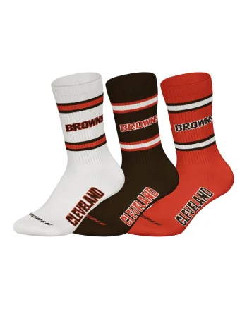 Set de sosete lungi unisex NFL - 3 perechi, Maro inchis/Alb fildes/Portocaliu stins