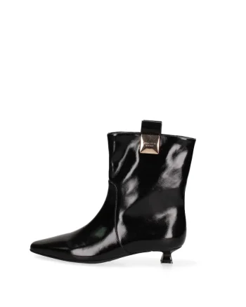 Botine din piele lacuita Carmilla, Negru
