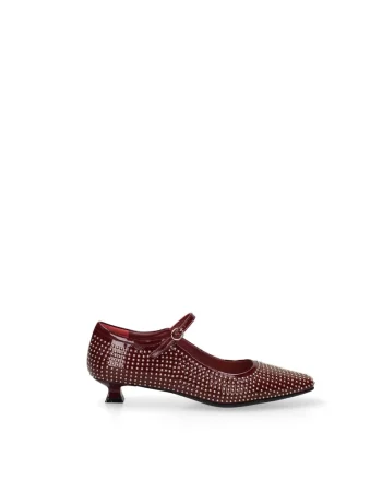 Pantofi Mary Jane din piele, Visiniu