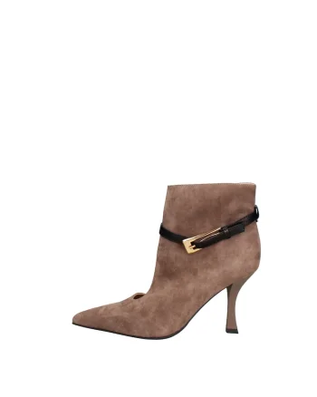 Botine din piele Eulalia Prime, Negru/Maro taupe