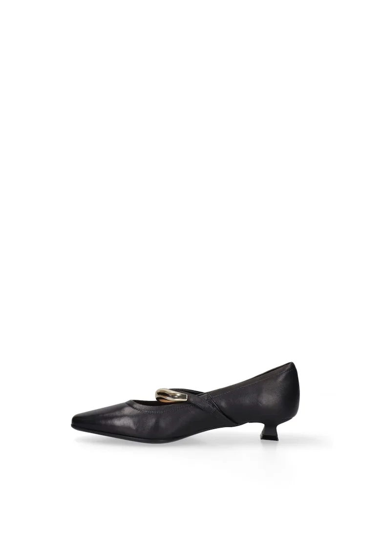 Pantofi din piele cu toc kitten Silvana, Negru