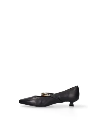 Pantofi din piele cu toc kitten Silvana, Negru