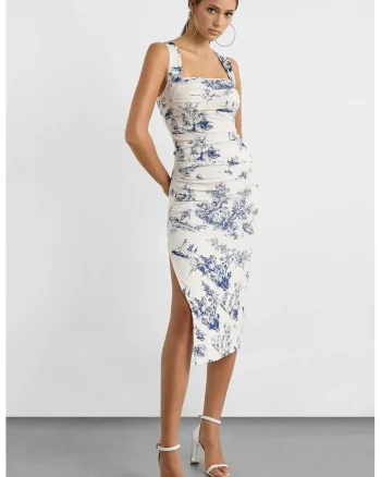 Rochie midi,  jerseu, albastru