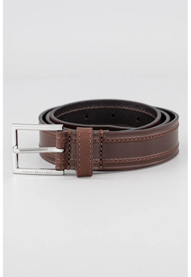 Curea din piele cu model uni, Negru
