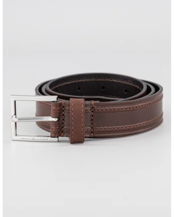 Curea din piele cu model uni, Negru