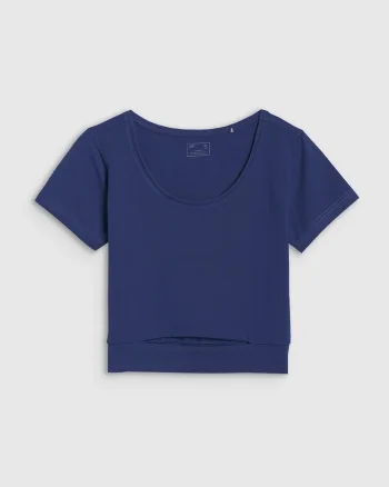 Tricou dama,  crop top, bleumarin, Bleumarin