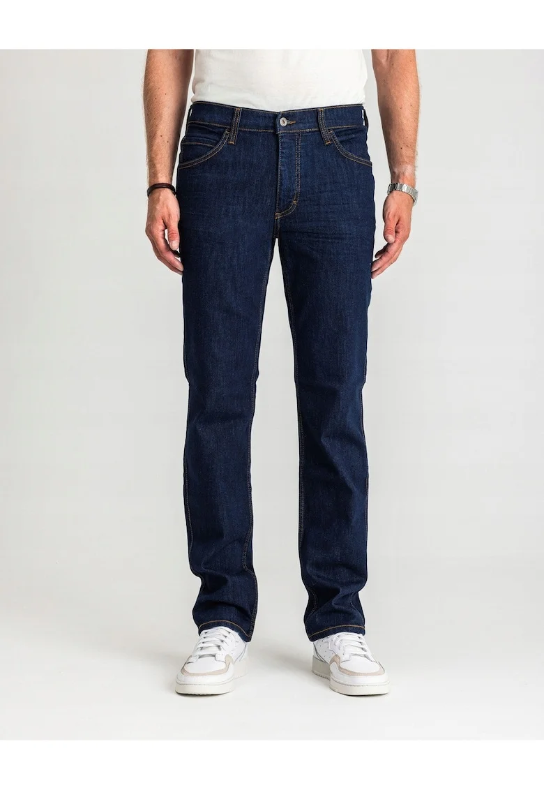Blugi Barbati,  Tramper Straight, Talie Medie, 100% Bumbac, Fermoar, Lungi, 5 Buzunare, Denim Blue, Albastru inchis