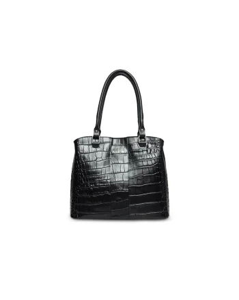 Geantă Dama,  piele naturală, 3 compartimente, negru
