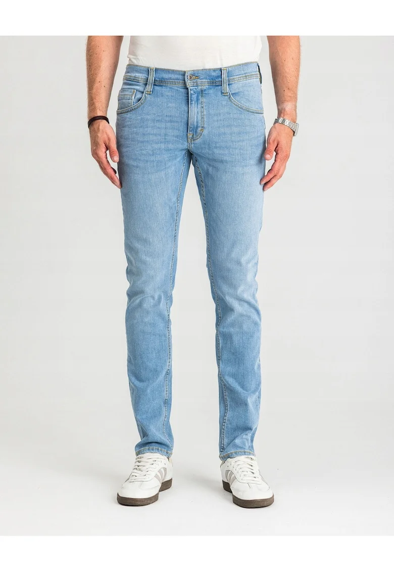Blugi Barbati,  Oregon Tapered, Talie Joasa, 100% Bumbac, Fermoar, Lungi, 5 Bunzuare, Albastru Deschis, Albastru