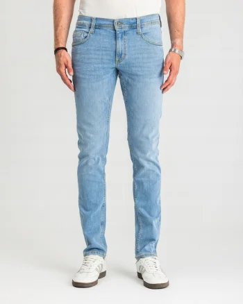 Blugi Barbati,  Oregon Tapered, Talie Joasa, 100% Bumbac, Fermoar, Lungi, 5 Bunzuare, Albastru Deschis, Albastru