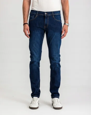 Blugi Barbati,  Oregon Tapered, Talie Joasa, 100% Bumbac, Fermoar, Lungi, 5 Bunzuare, Albastru, Albastru