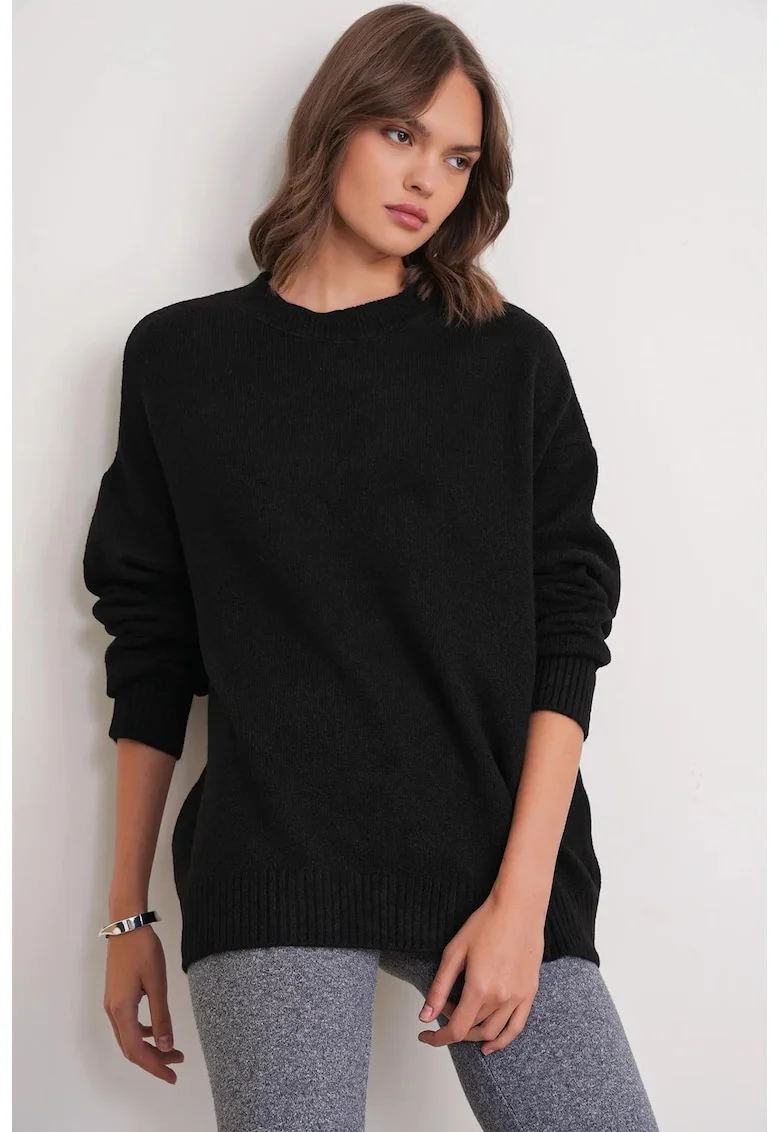 Pulover tricotat supradimensionat  negru, tricot,