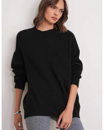 Pulover tricotat supradimensionat  negru, tricot,