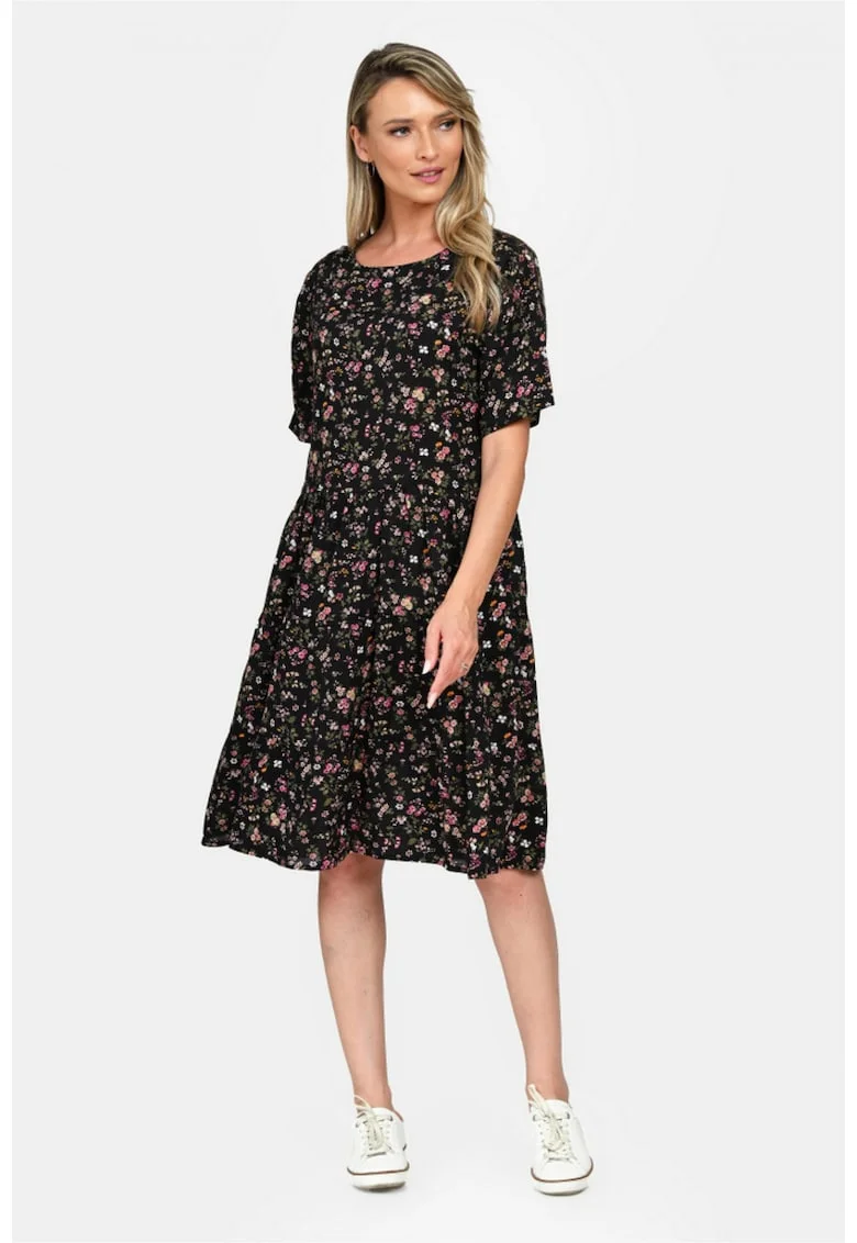 Rochie Dama,  Microfloral V327, Negru