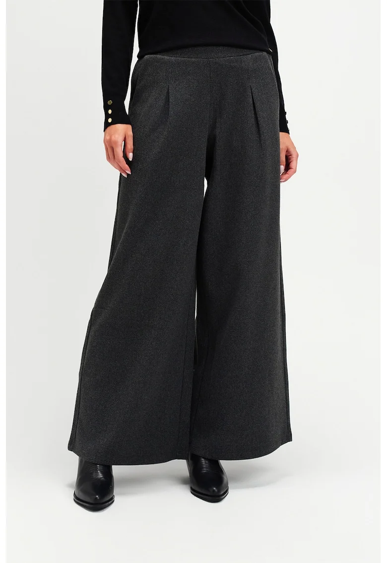 Pantaloni evazati cu talie elastica, Gri inchis