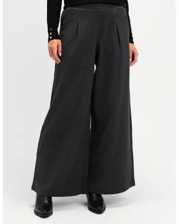 Pantaloni evazati cu talie elastica, Gri inchis