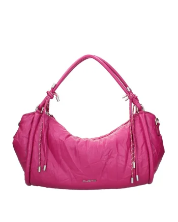 Geanta de piele cu fermoar, Fucsia