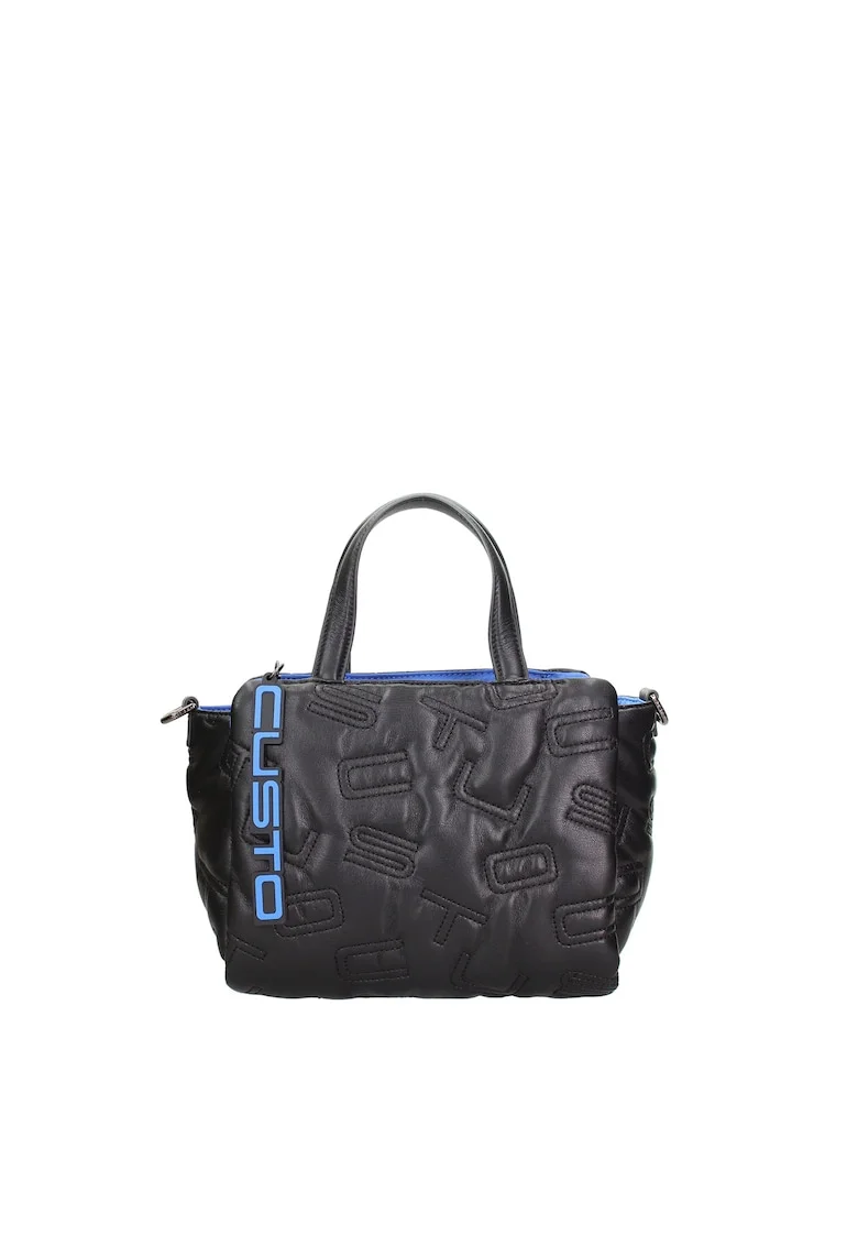 Geanta cu maner si logo Valoria Elite, Negru/Albastru