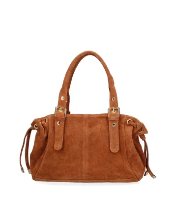 Geanta de piele intoarsa Lumena Lux, Caramel