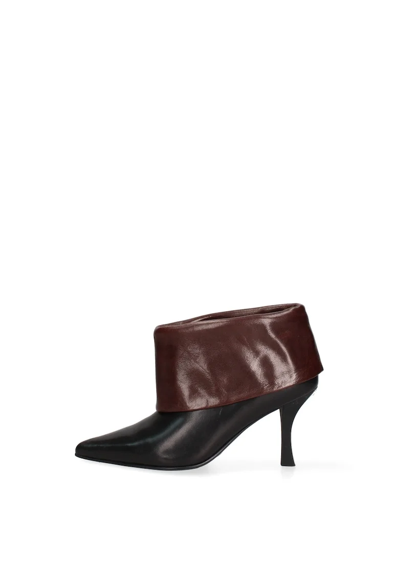 Botine de piele Valerian Lux, Maro inchis/Negru
