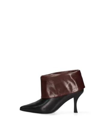 Botine de piele Valerian Lux, Maro inchis/Negru