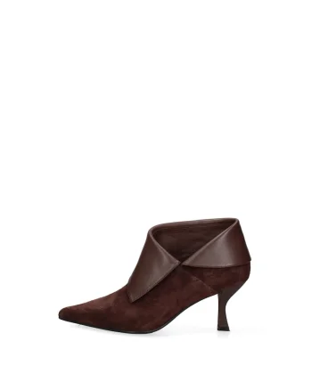 Botine din piele Edera Elite, Maro inchis