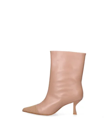 Botine din piele Aurelia, Roz pal