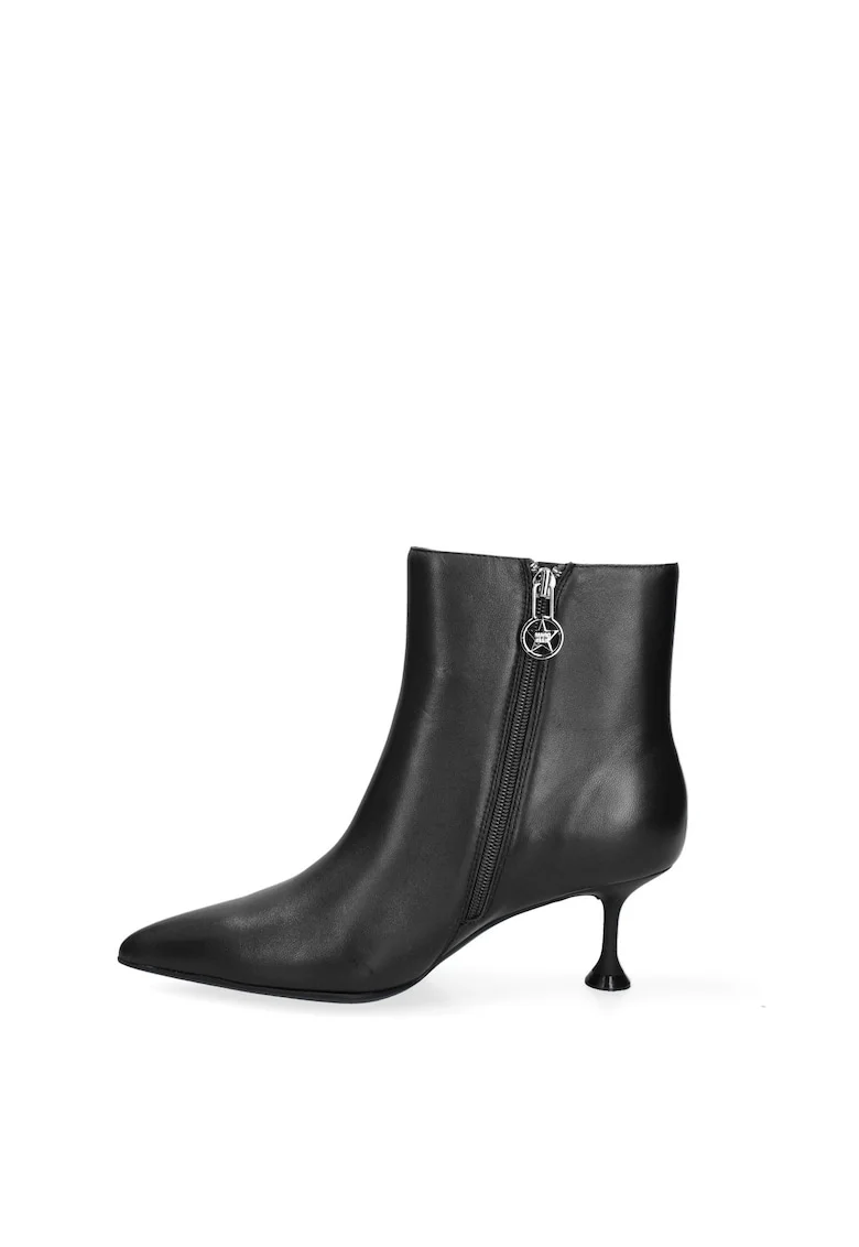 Botine din piele Arcana Nova, Negru/Argintiu
