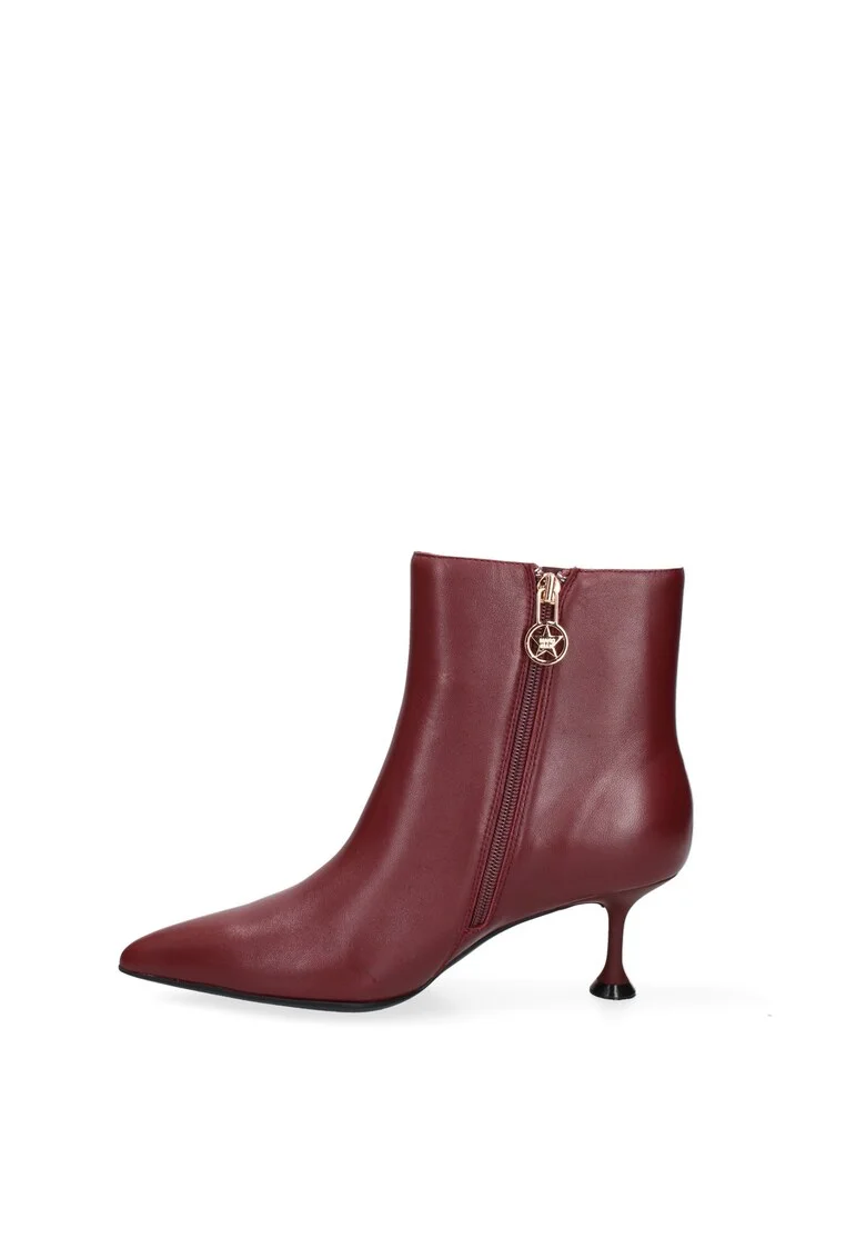 Botine din piele Arcana Nova, Rosu inchis