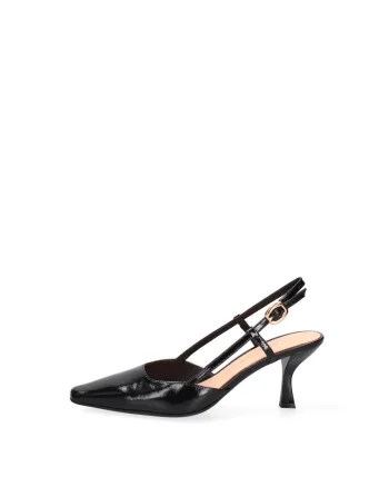 Pantofi slingback din piele Valenza Chic, Auriu/Negru