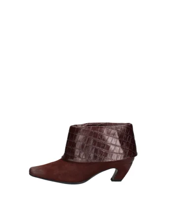 Botine de piele cu varf patrat Evanthe Ultra, Maro inchis