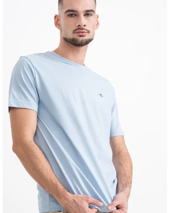 Tricou din bumbac Shield, Albastru azur