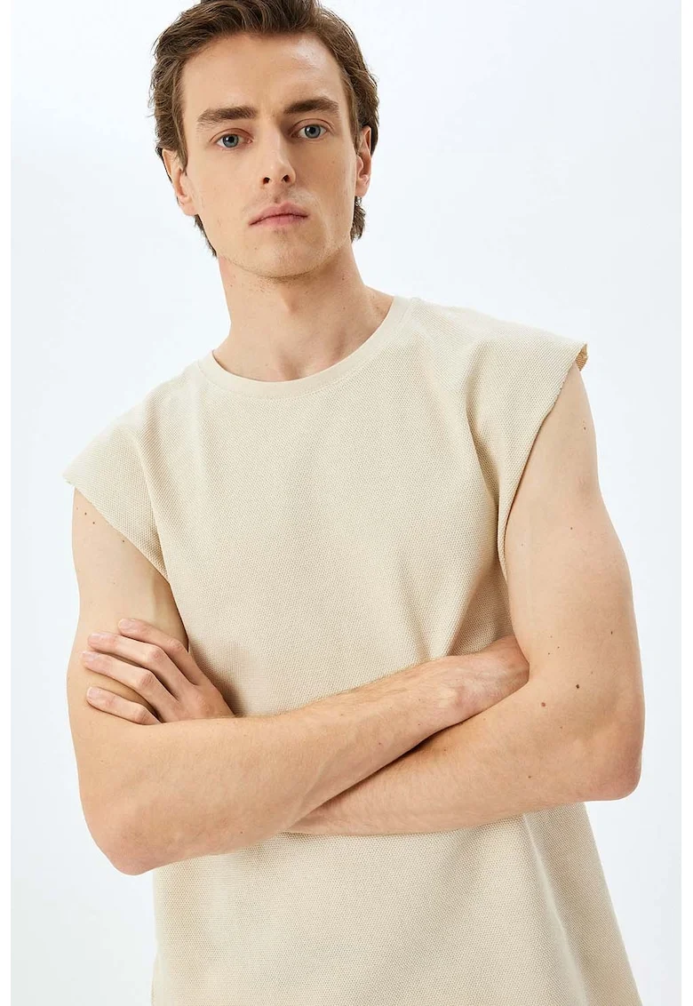Tricou lejer cu aspect texturat, Bej