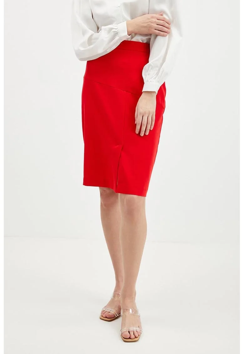 Fusta creion cu slit frontal, Rosu