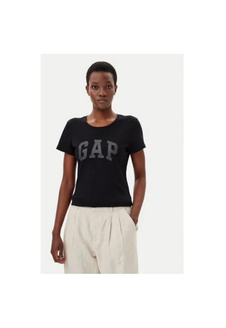 Tricou din bumbac cu logo, Negru