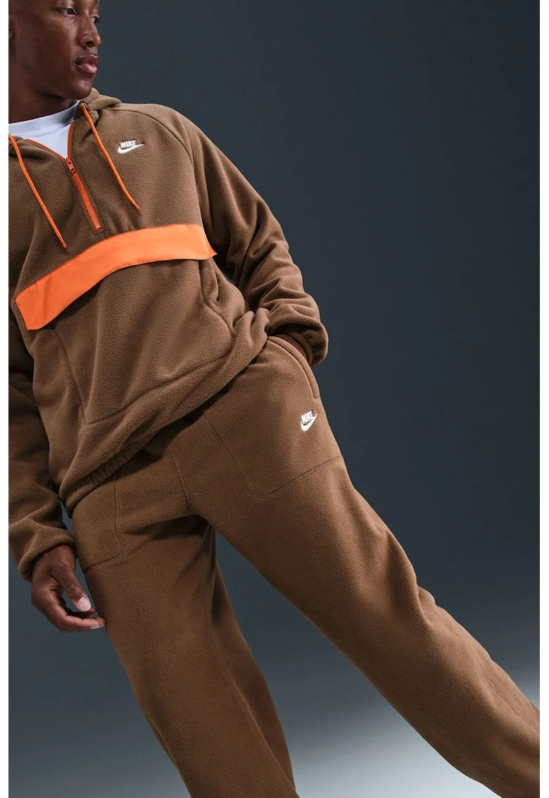 Pantaloni de trening din material fleece cu talie ajustabila Club, Caramel