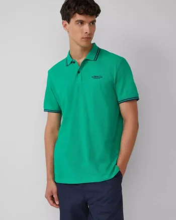 Tricou polo cu imprimeu logo discret, Verde