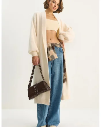 Pulover dama,  cardigan tricotat, crem natural, tricot,