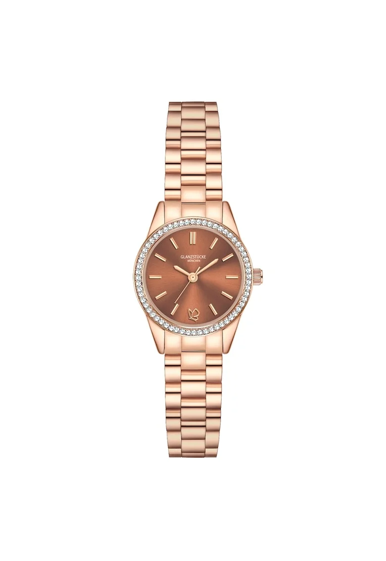 Ceas analog cu cristale, Auriu rose