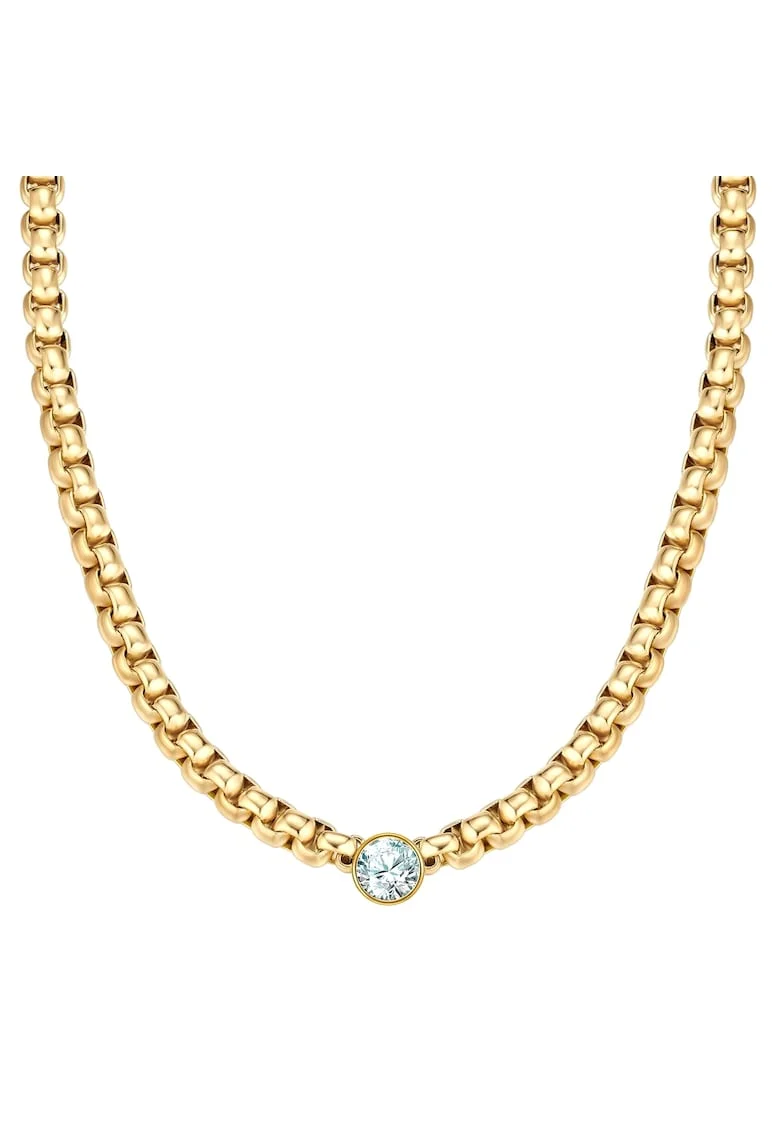Colier placat cu aur de 14K si zirconia, Auriu