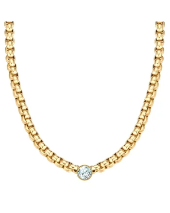 Colier placat cu aur de 14K si zirconia, Auriu