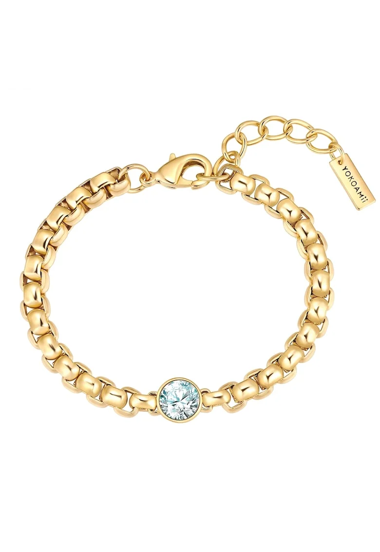 Bratara placata cu aur de 14K si zirconia, Auriu
